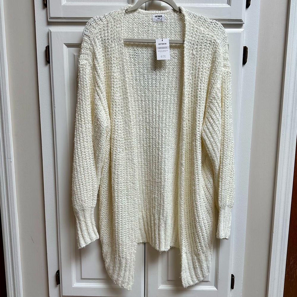 NWT Cotton:On Longline Open Cardigan in Ecru Oversized Size Small